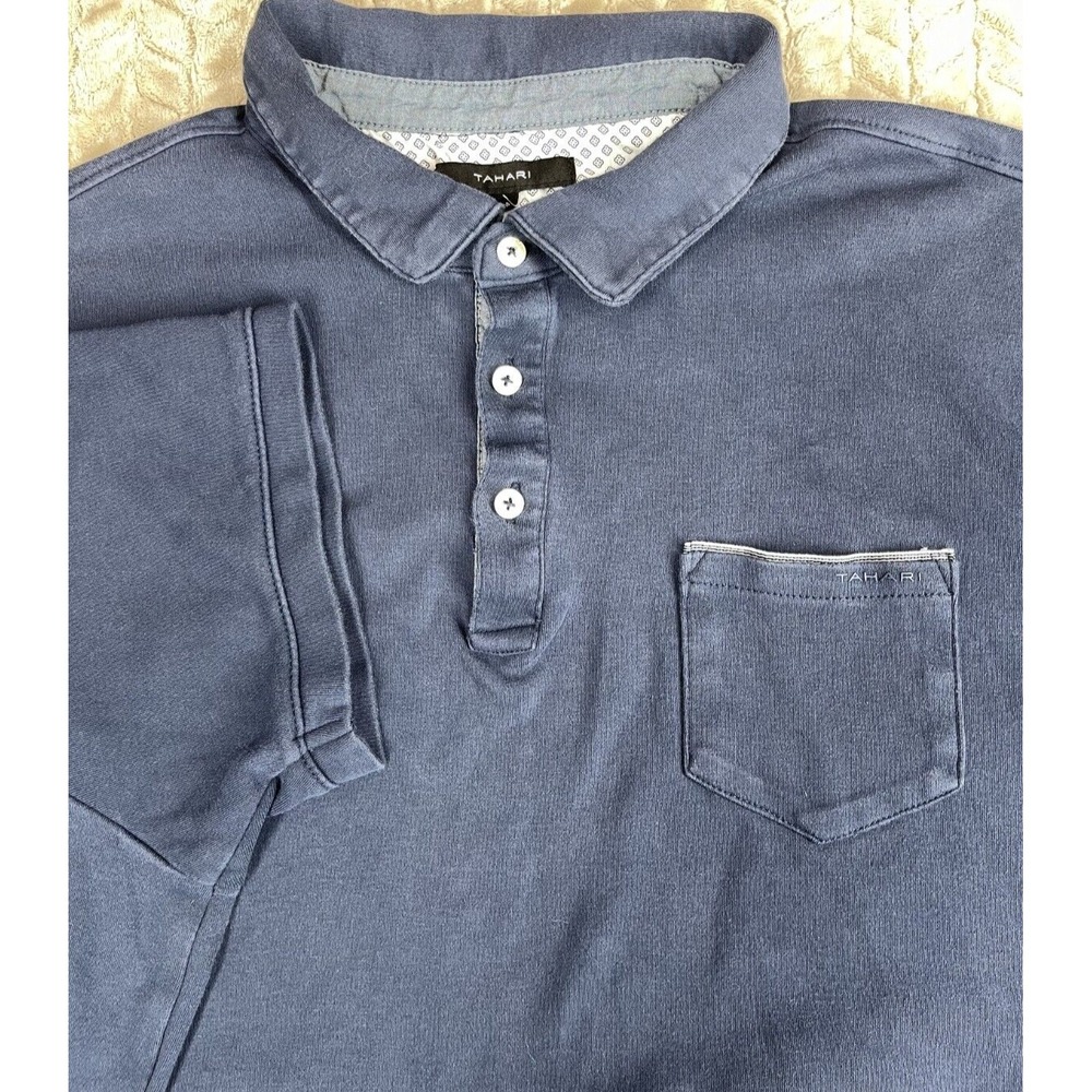 Tahari Men's Classic Fit Short sleeve Navy Pocket Polo shirt XXL